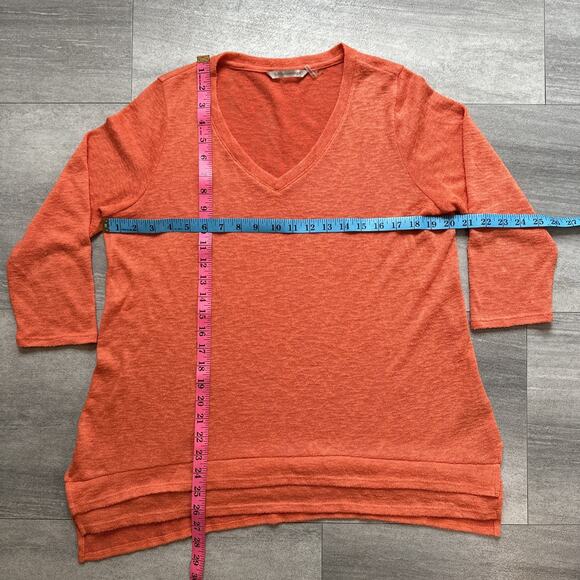 Soft Surroundings Light Orange V Neck Soft Stretch Pull-over Knit Top Medium - Picture 4 of 5